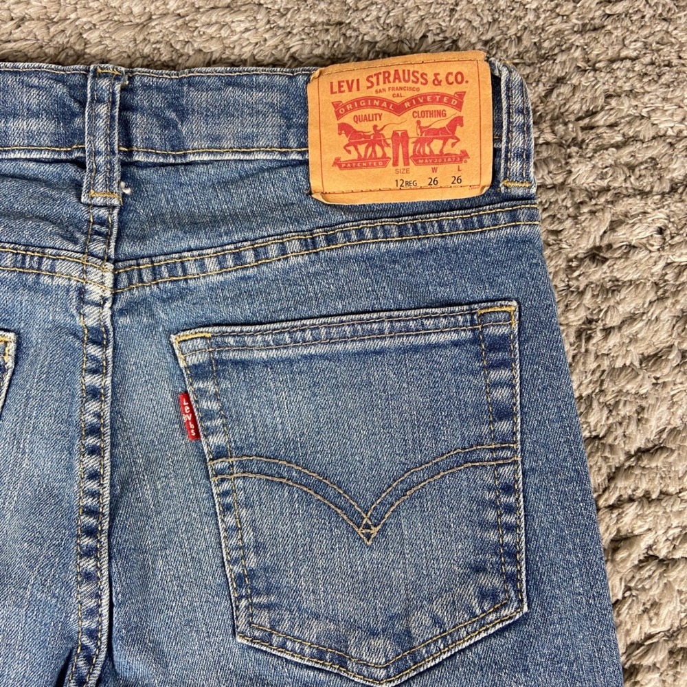 Levi's 502 Regular Taper Jeans Womens 12REG 26x26 Blue Denim Adjustable Waist